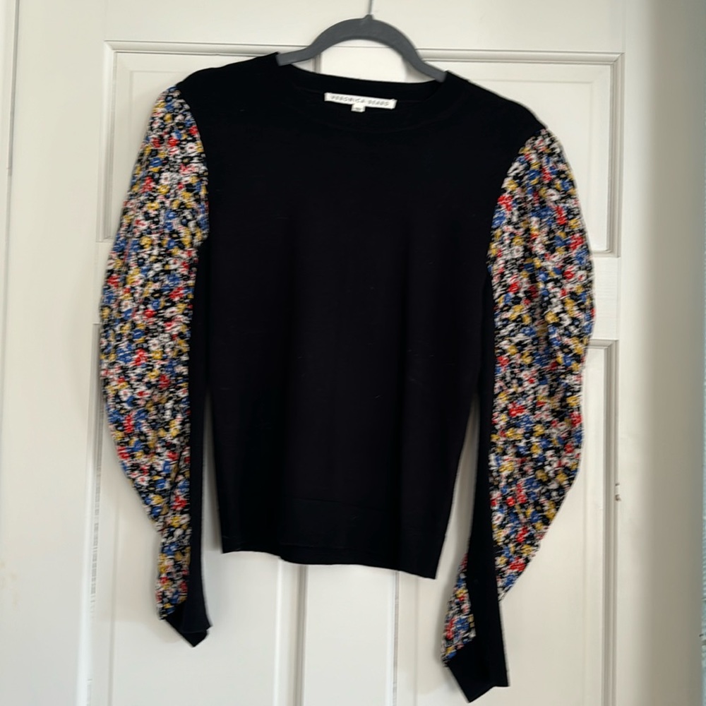 Veronica Beard sweater with floral blouse sleeves size S